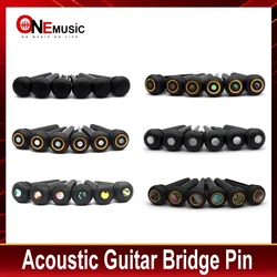 6Pcs Ebony Acoustic Guitar Slotted Bridge Pin with 2.0/3.0/4.0mm Abalone Shell dots Guitar Parts Accessories