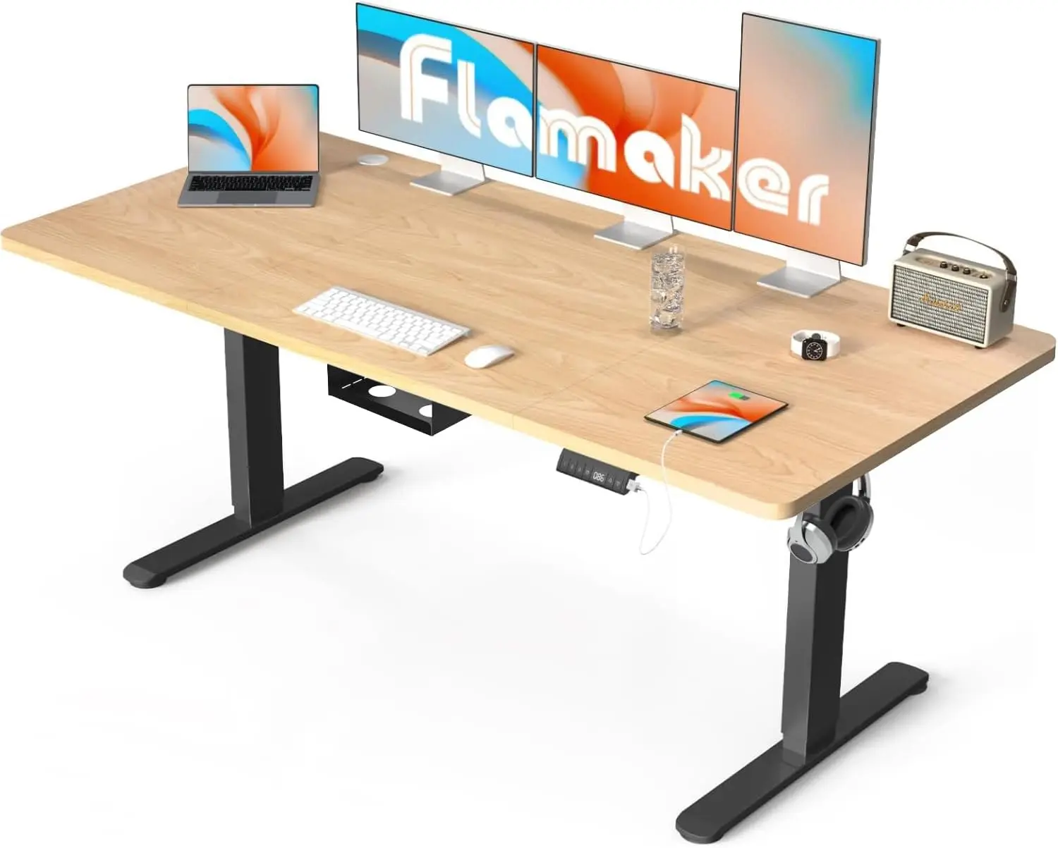 Höhenverstellbarer Schreibtisch, 160 x 80 cm, elektrisch mit Tischplatte, 2-Wege-Teleskop, stufenlos