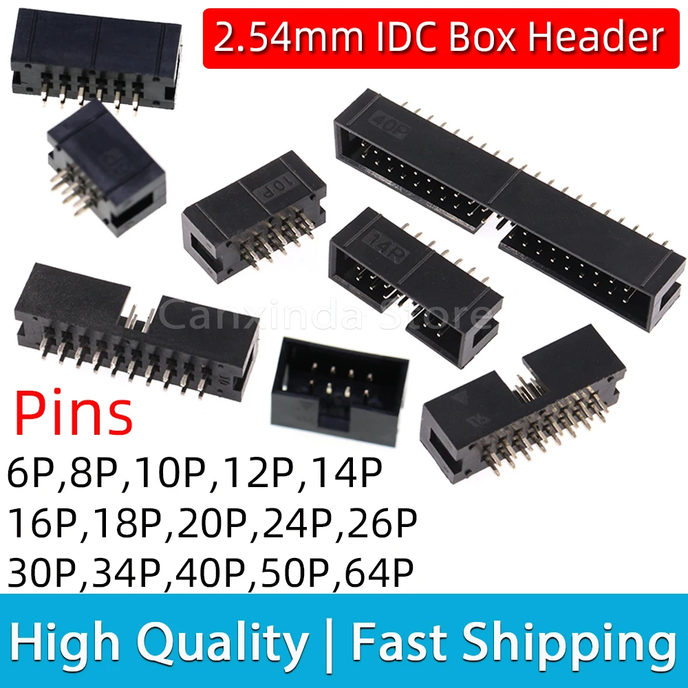 10 قطعة 2.54 مللي متر الملعب DC3 IDC صندوق رأس 6 8 10 14 16 20 26 30 34 40 50 64 دبوس DIP صف مزدوج مستقيم ذكر موصل مقبس #3
