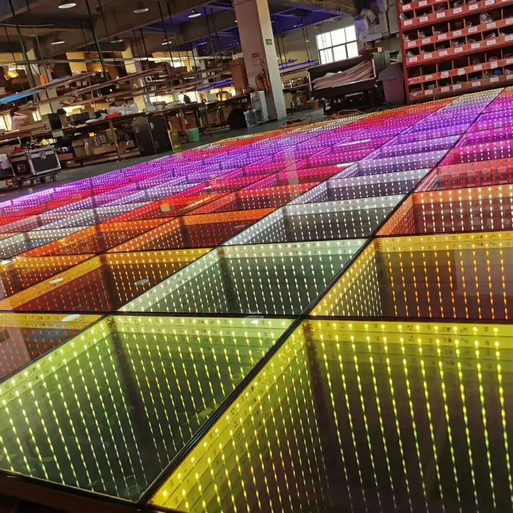 High Quality 50x50cm  Infinite Mirror Disco Led 3D Dance Floor for Disco Dj Party Events
