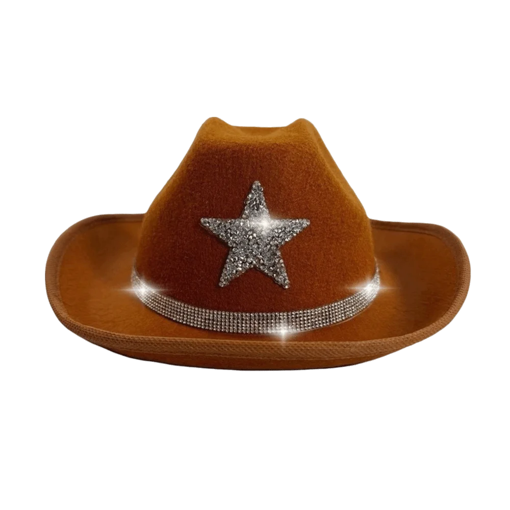 Cool Sparkling Western Cowboy Hat Star Visor Summer Sun Hat Rhinestone Knight Hat Kids Bucket Hat Children
