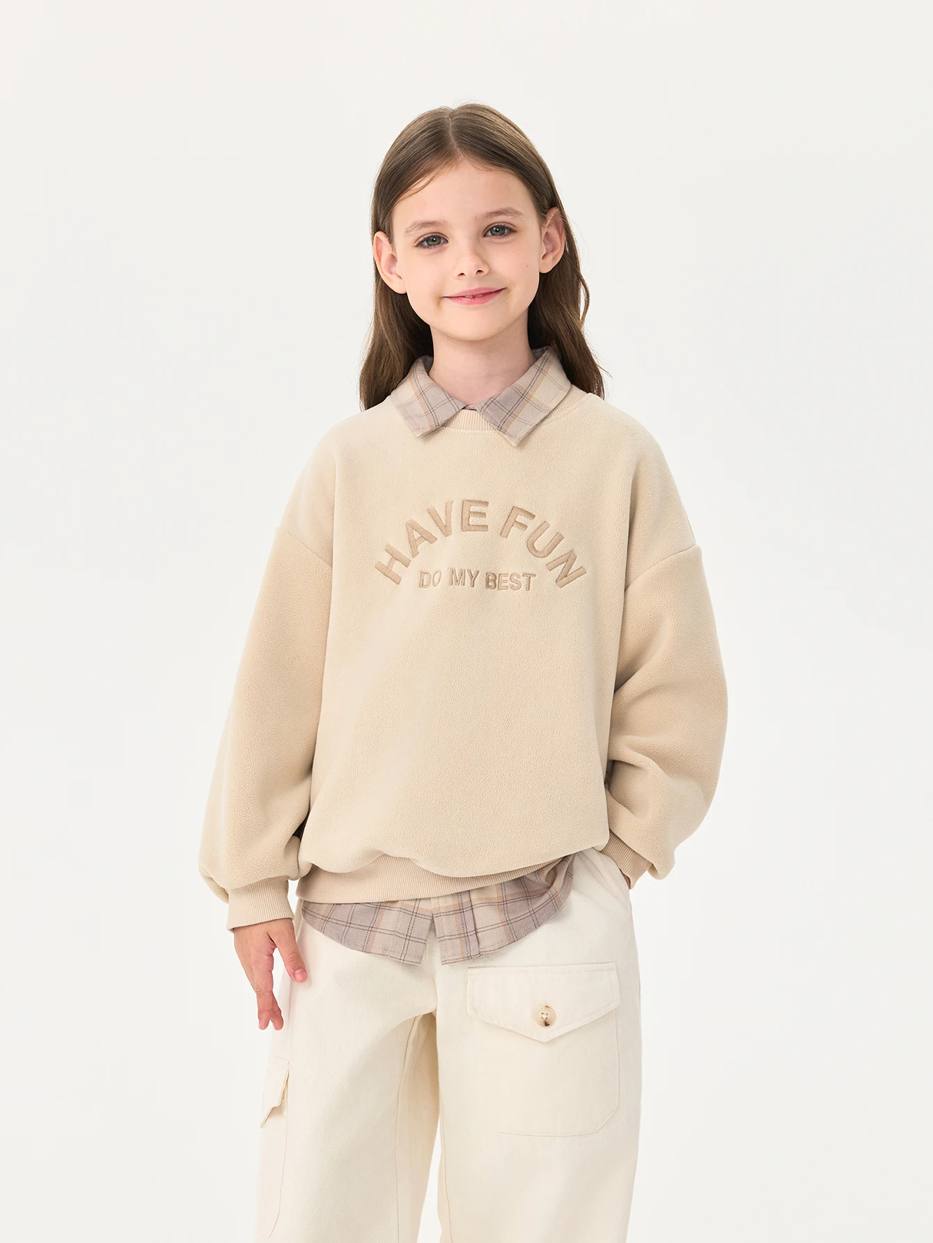 

MARC & JANIE Unisex Kids Boys Girls Letter Embroidery Fleece Sweatshirt 551370