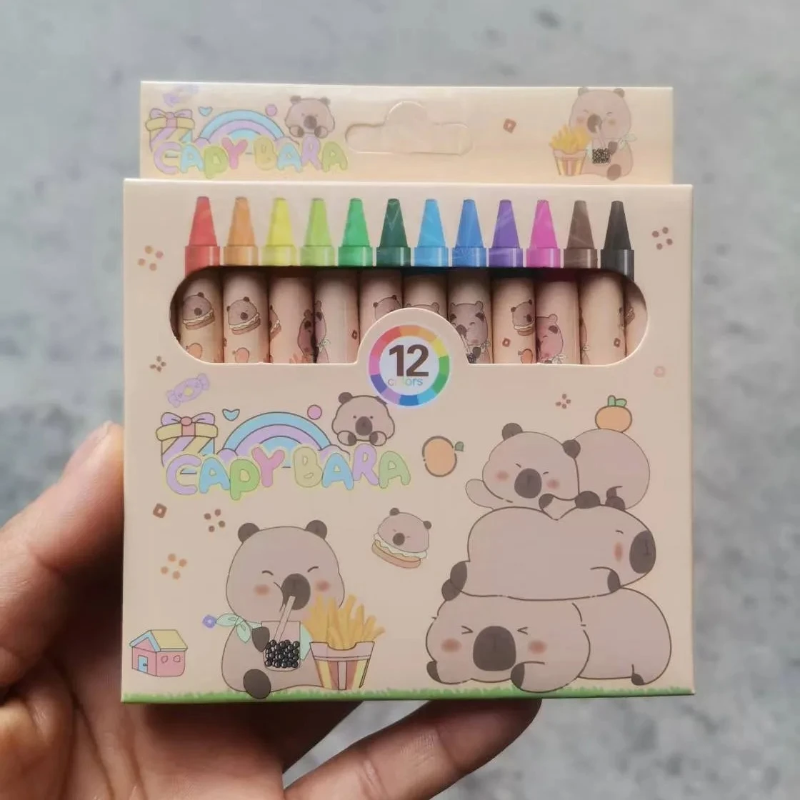 12/36pcs Crayons 12 Colors Cartoon Capybara Crayon Colored Draw Pencil Painting Pen Graffiti Kid Party Birthday Gift