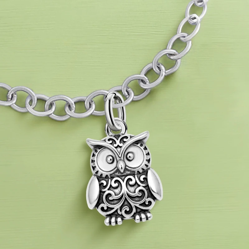 

Adjustable 925 Sterling Silver Vintage Pendants Owl Animal Series Charms Beads Fit Original Bracelet Necklace DIY Jewelry