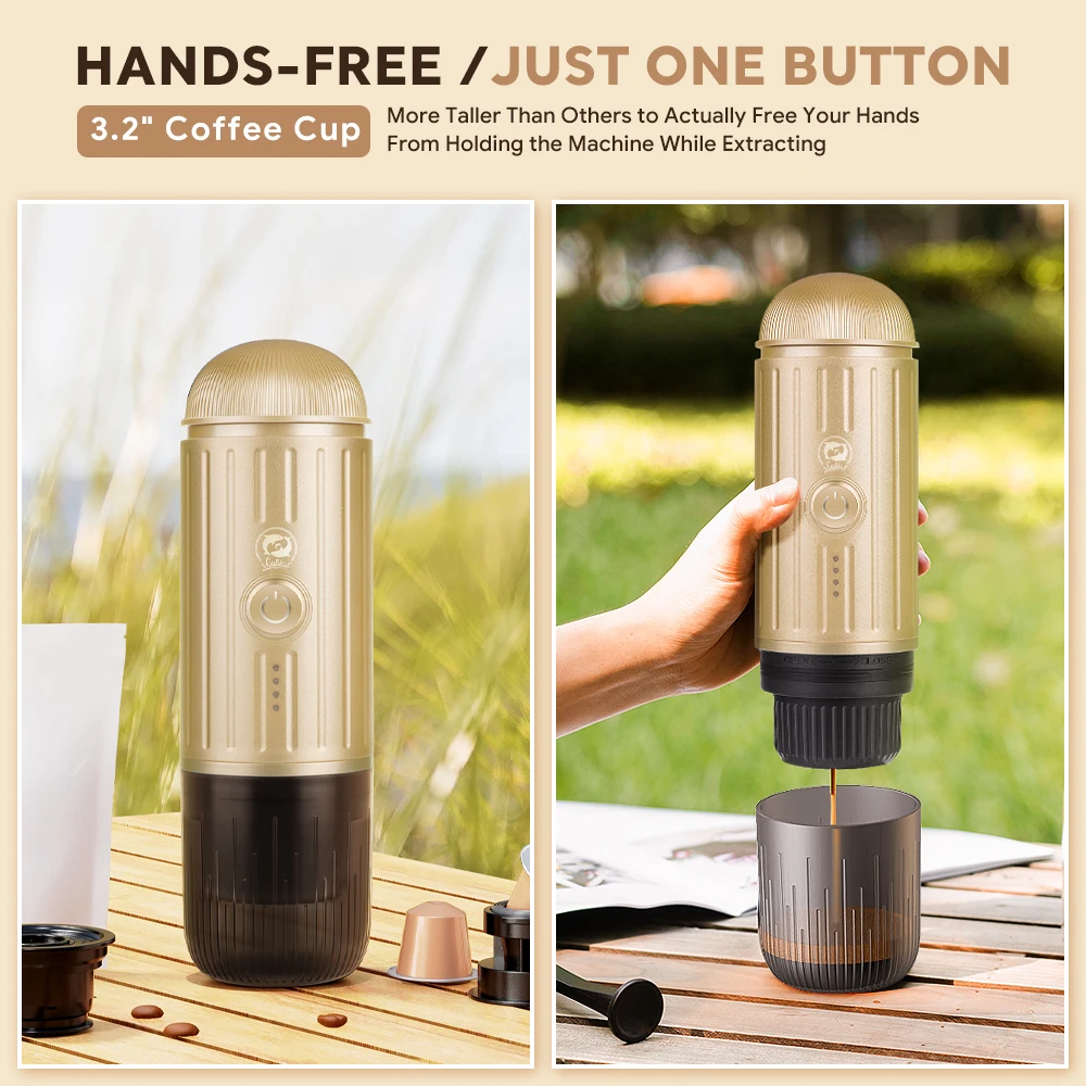 Wireless Electric Portable Espresso Coffee Machine for Car & Home Camping Coffee Maker 2 in 1 Capsule Powder Travel Coffee Maker