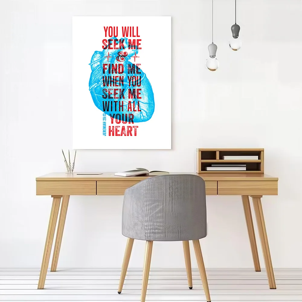 With All Your Heart Canvas Poster Wall Art Customizable High Quality Printed Picture for Specialty and Themed Home Decor Items