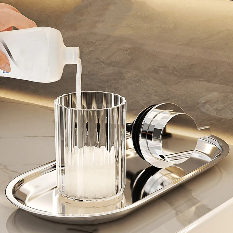 Fashion Stripes Soap Dispenser Light Luxury Plastic Bathroom Shampoo Bottle Press Foaming Bottle Liquid Shower Gel Container