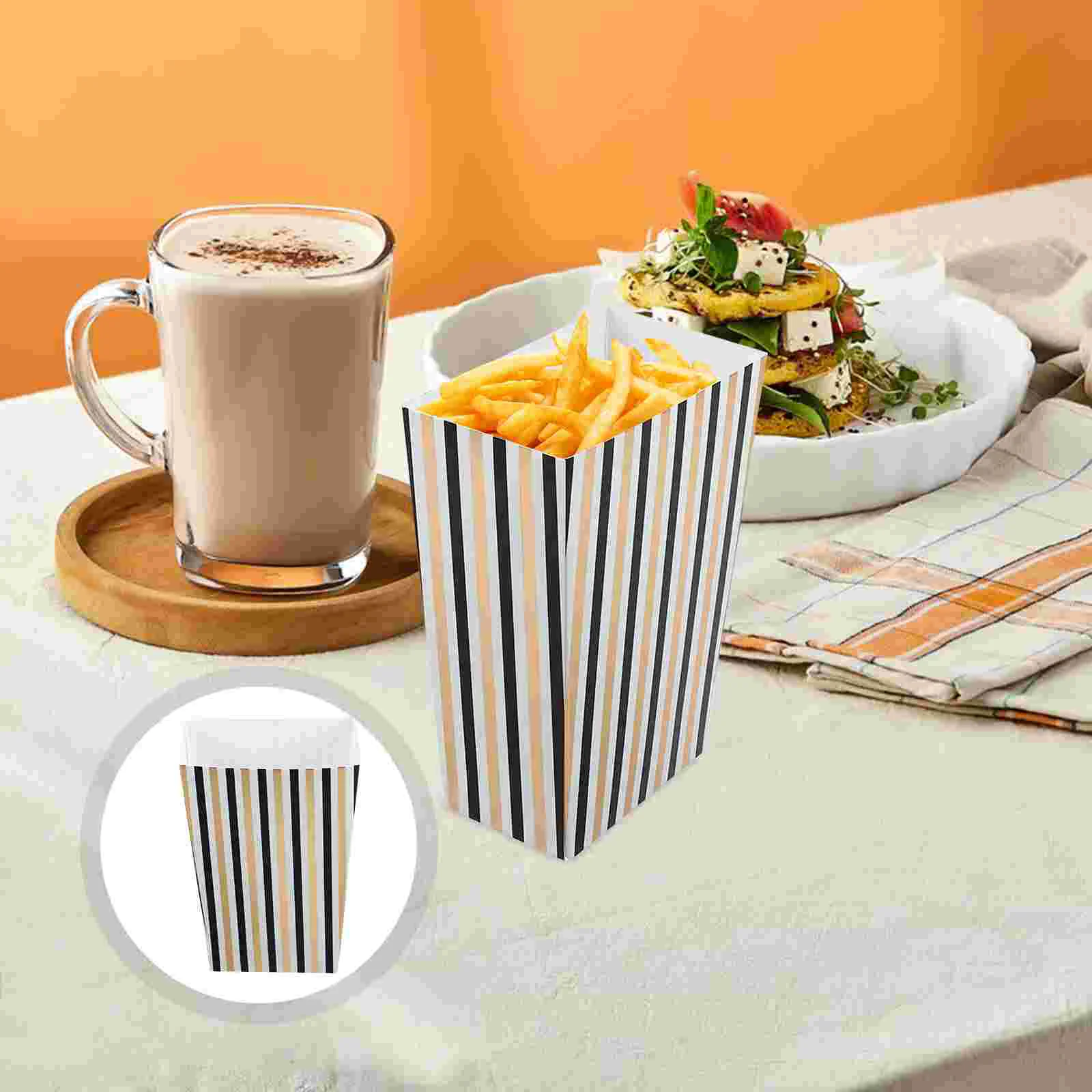 

4 Pcs Striped Popcorn Box Stylish Design Large Capacity Sturdy Material Birthday Party Picnic Holiday Decorations