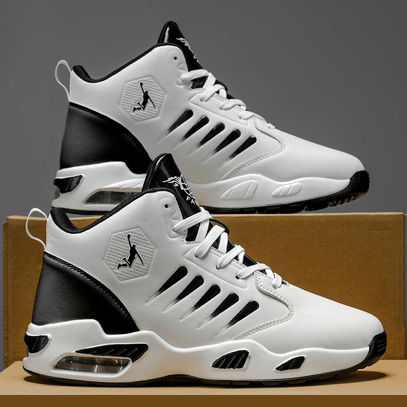 Men's Basketball Shoes - Comfortable Athletic Casual Shoes with Cushioned Rubber Soles, Lace-Up Design Suitable for Gym, Basketball, Jogging - All-Season Performance Shoes, Lightweight for Everyday Wear, Wear-Resistant and Durable
