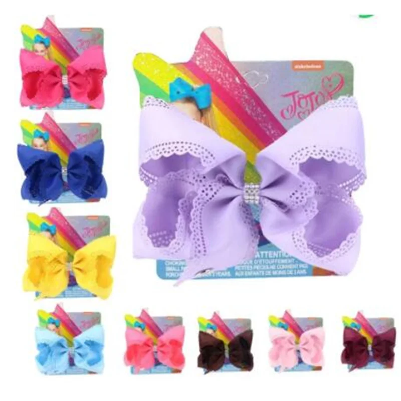 

6 pces NEW 6 Inch large Hollow bowknot 19 COLORS Solid Grosgrain Ribbon Hair Bows With Clips Girls Kids Headwear Hair Accessorie