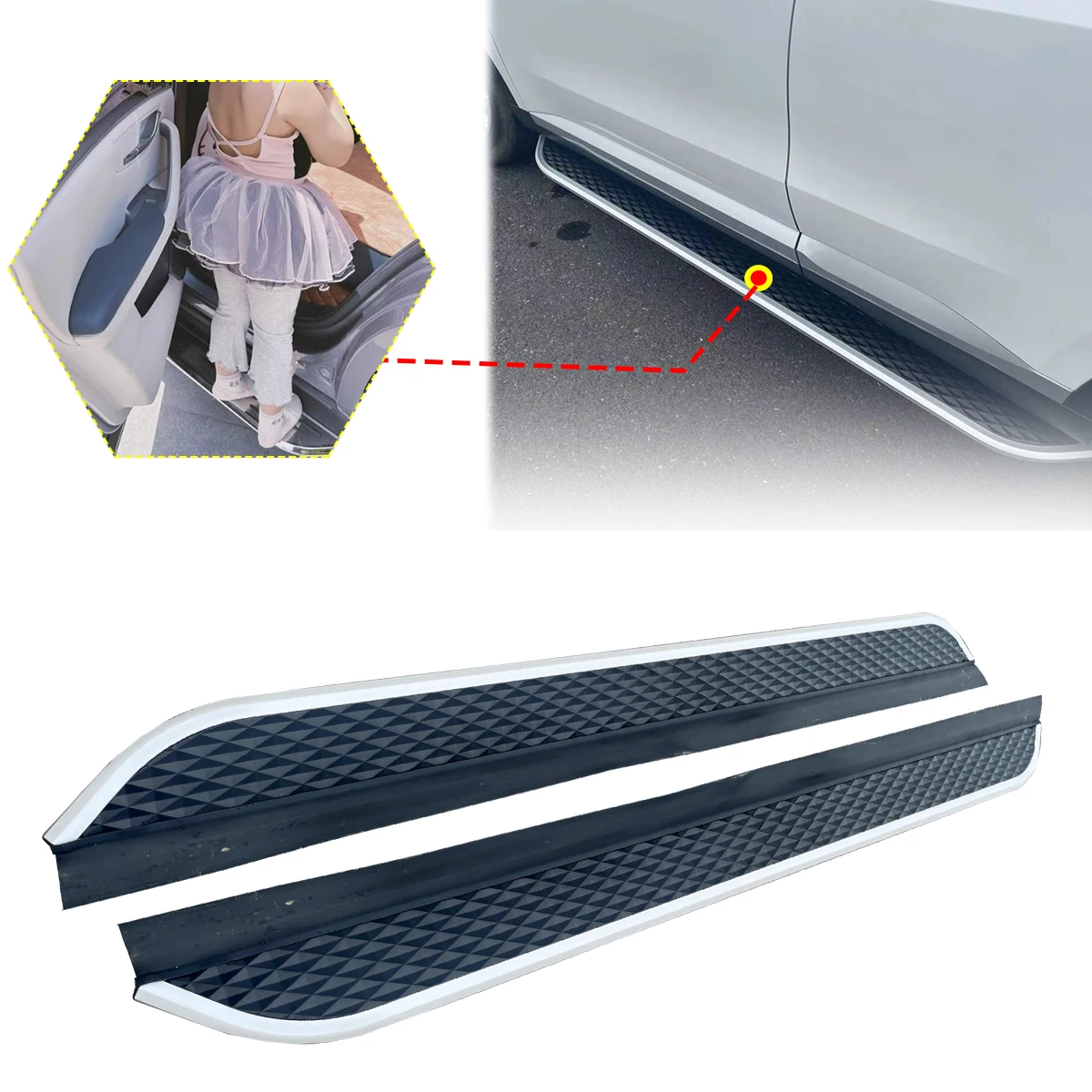 2PCS Side Step fits for Hyundai Santa Fe 2024 2025 Running Board Nerf Bars Stairs Aluminium Pedal