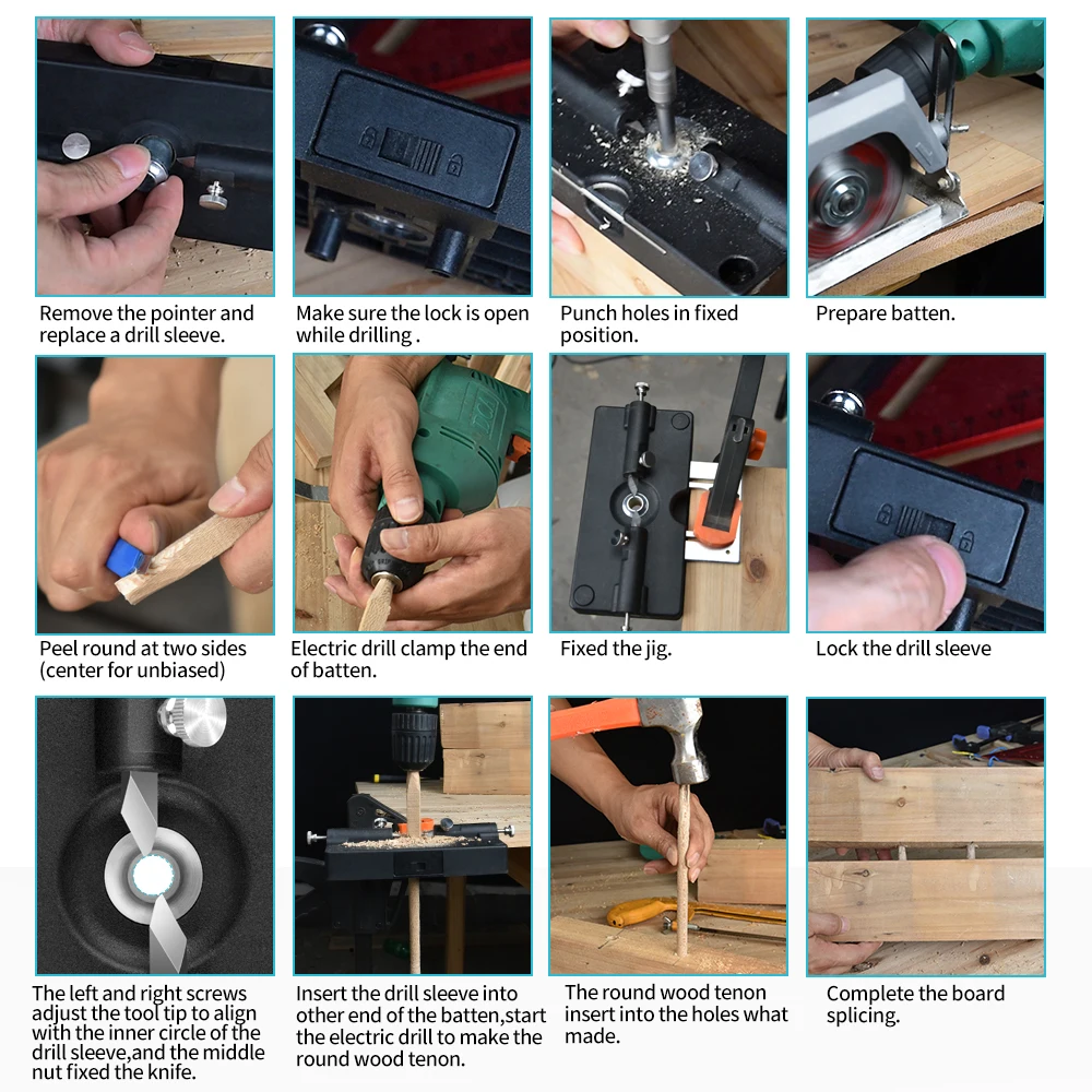 Alloy Blade Electric Drill Car Round Wooden Stick Auxiliary Tool Solid  Stick Making Wood Tenon Pin Woodworking Round Rod Tool