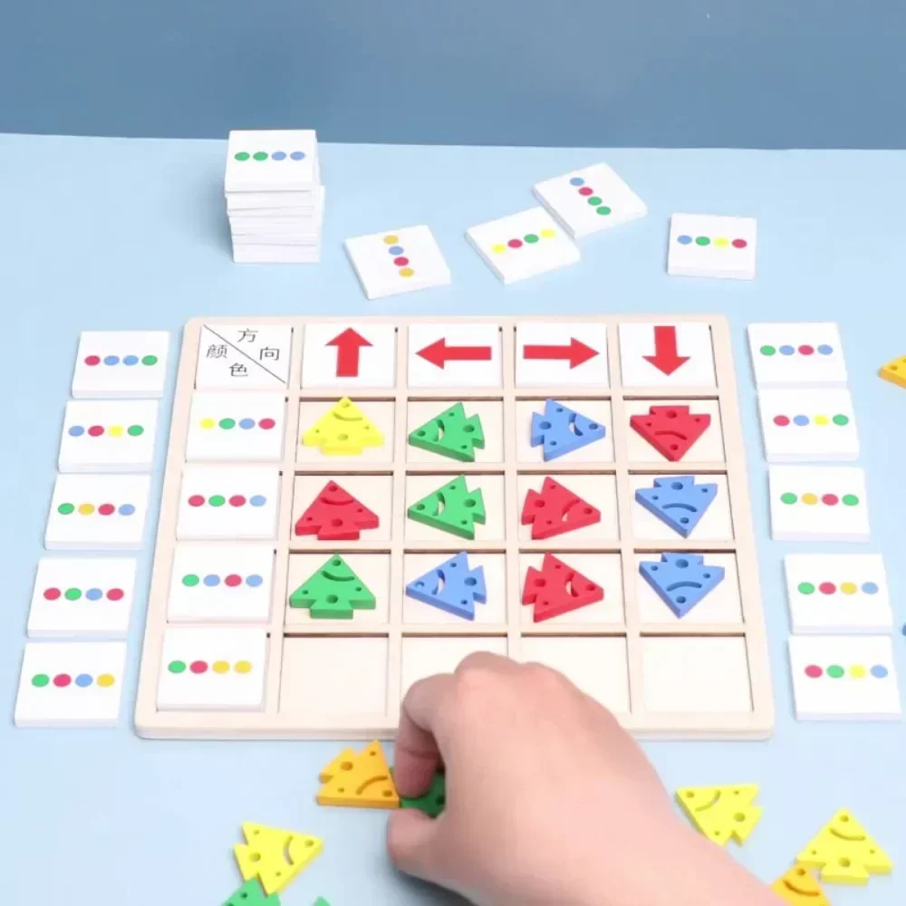 ألعاب لوحية مشغولة للتعليم المبكر مطابقة الألوان من مونتيسوري للأطفال الصغار، ألعاب الطاولة الخشبية، ألعاب حسية للتدريب على اتجاه الأطفال #6