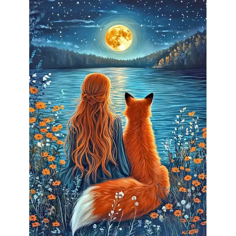 

GATYZTORY Paint By Number Girl And Red Fox Drawing On Canvas DIY Pictures By Numbers Scenery Kits Hand Painted Painting Art Gift