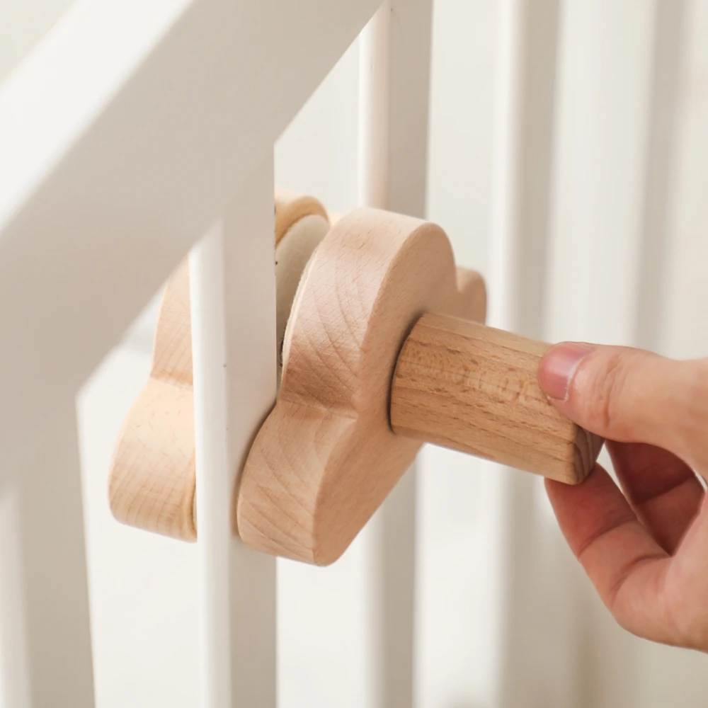 Baby Wooden Bedbell Bracket 0-12 Months Wooden Mobile Bed Bell Bracket Newborn Cloud Bed Bell Hanging Toys Newbaby Rattle Toys