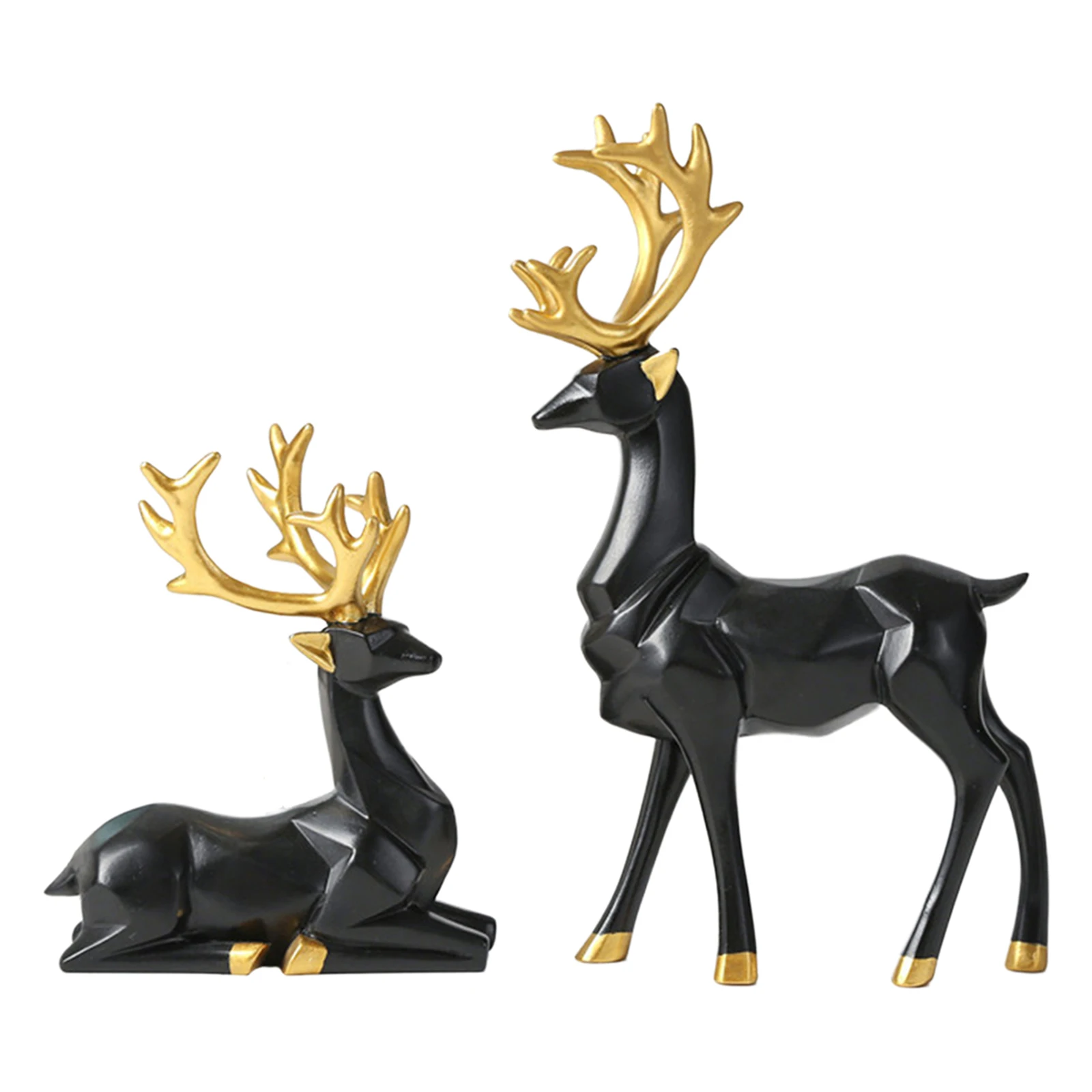 Resin Deer Statues for Home Decor Sitting Standing Reindeer Figurines Living Room TV Cabinet Ornaments Housewarming Gift
