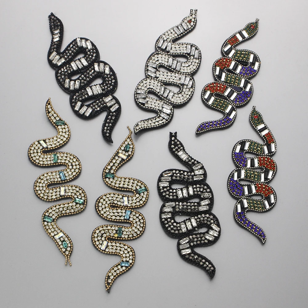 Large Beaded Snake Patch Motif Applique Sew On Serpent Patches For Jackets Apparel DIY Decoration Patch B290