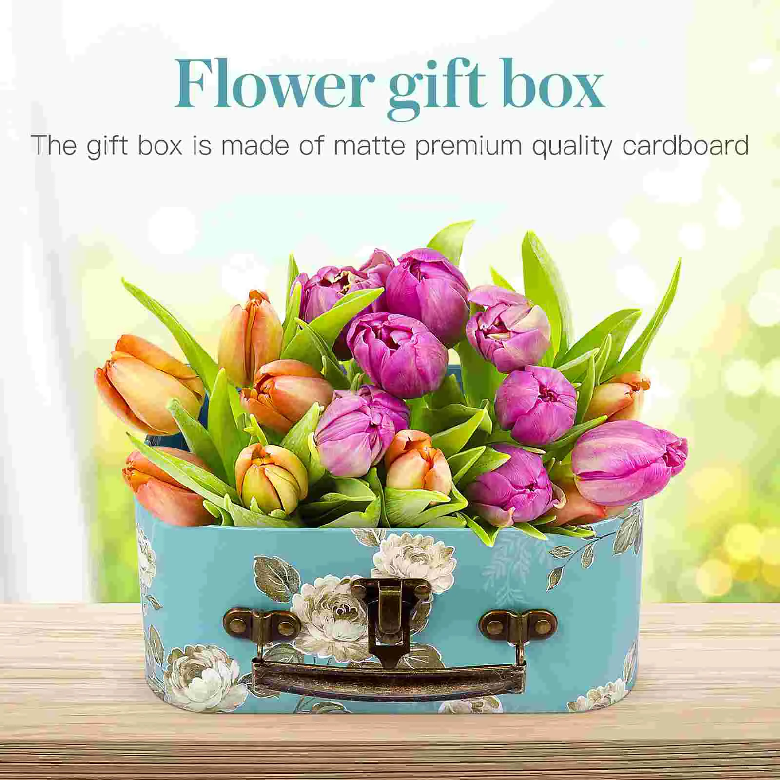 Paperboard Suitcases with Metal Handles Floral Print Decorative Cardboard Storage Boxes Storage Box Crafts Boxes