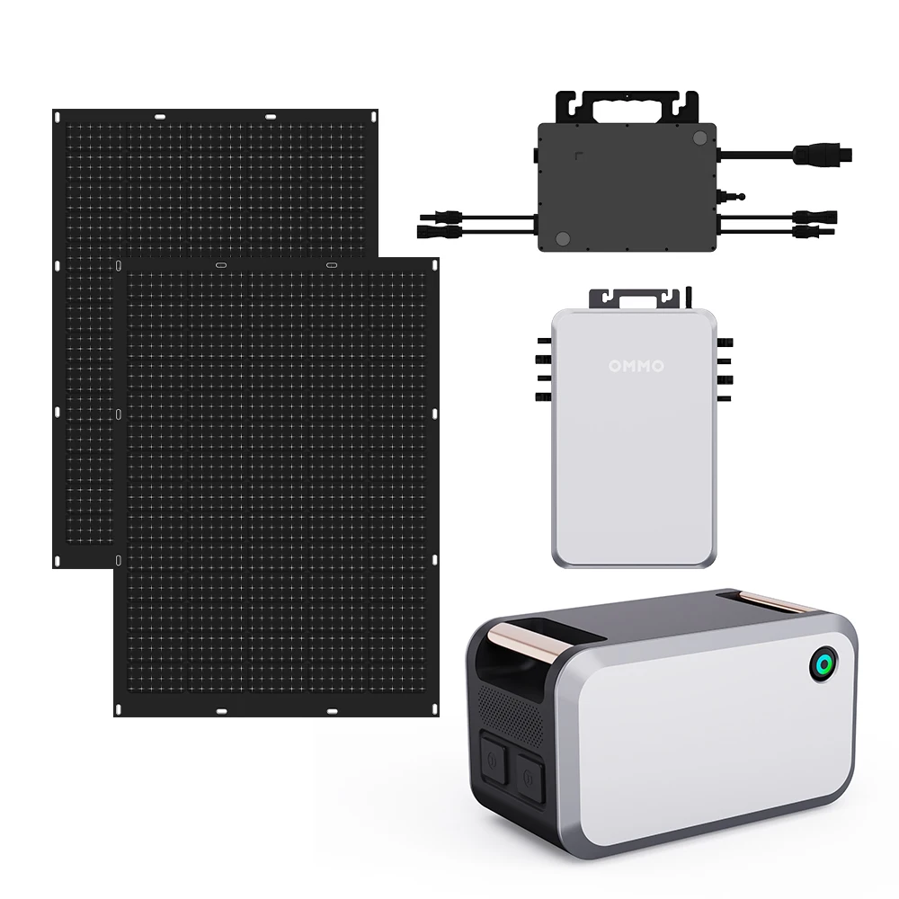 OMMO 3200W Home Solar Power Plant System MPPT Solar Charr Controller PV HUB mit Solar Inverter für 1KW Balkon Lithium Batterie
