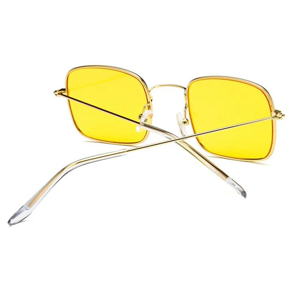 

Retro Square Frame Sunglasses Yellow Tint Lightweight Stylish Women's Uv Protection Shades for Beach Party Outdoor Wear Creative