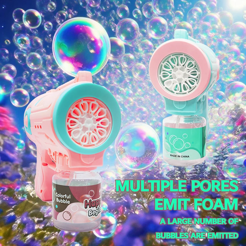 2 Bubble Guns with 2 Refill Solution (10 oz Total), Bubbles Maker, Blower, Machine Gun Blaster for Kids