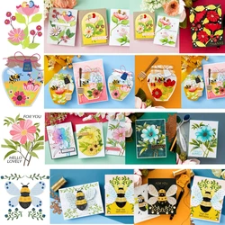 Honey Bee Spring Flowers New Arrivals Die Cutting for DIY Scrapbook Diary Decoration Embossing Cut Die Template Make Card