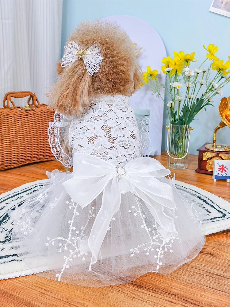 Puppy summer clothes than bear teddy thin dress cat fluffy skirt gauze skirt