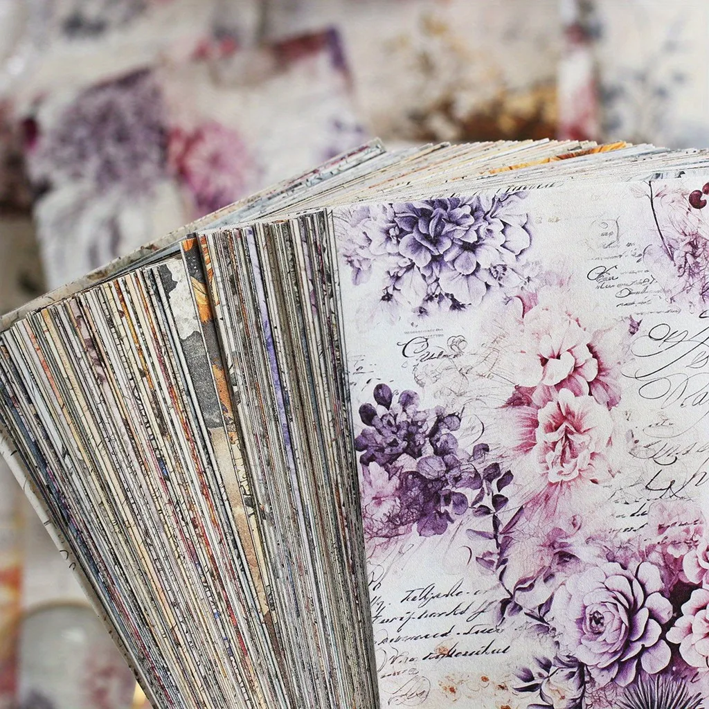 160sheets Vintages Scrapbook Paper Non-Repeating Pattern Material Paper Junk Journal Scrapbooking Supplies Writing Paper