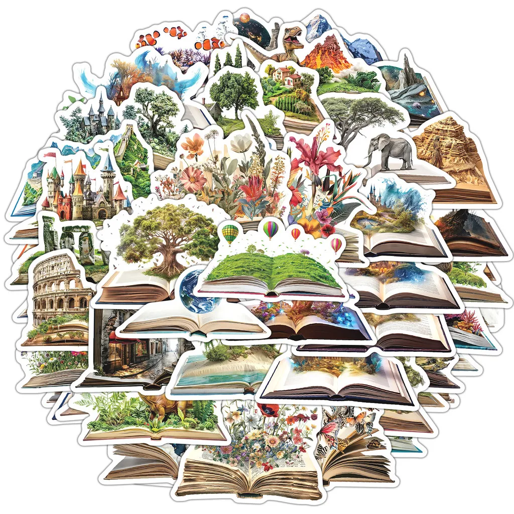 50PCS New Book World Graffiti Stickers - Creative Stationery Waterproof Decor for Water Cup & Phone LanLanStickersWorld Store
