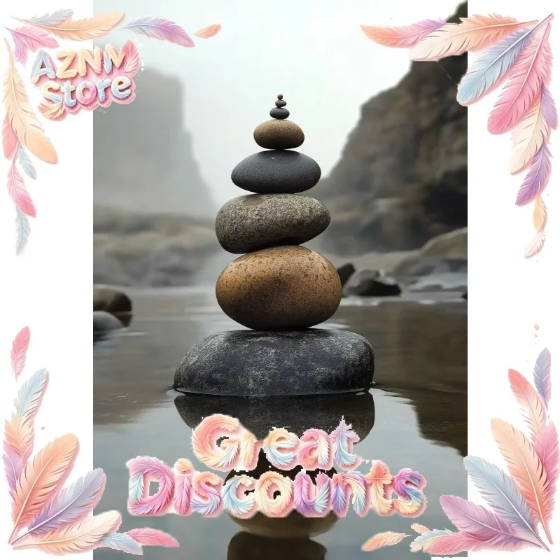 2026 Classic Still Life Took A Seaside Bow – Stream River Stone Pile Frameless Canvas for Home Room Wall Picture Decor Gift