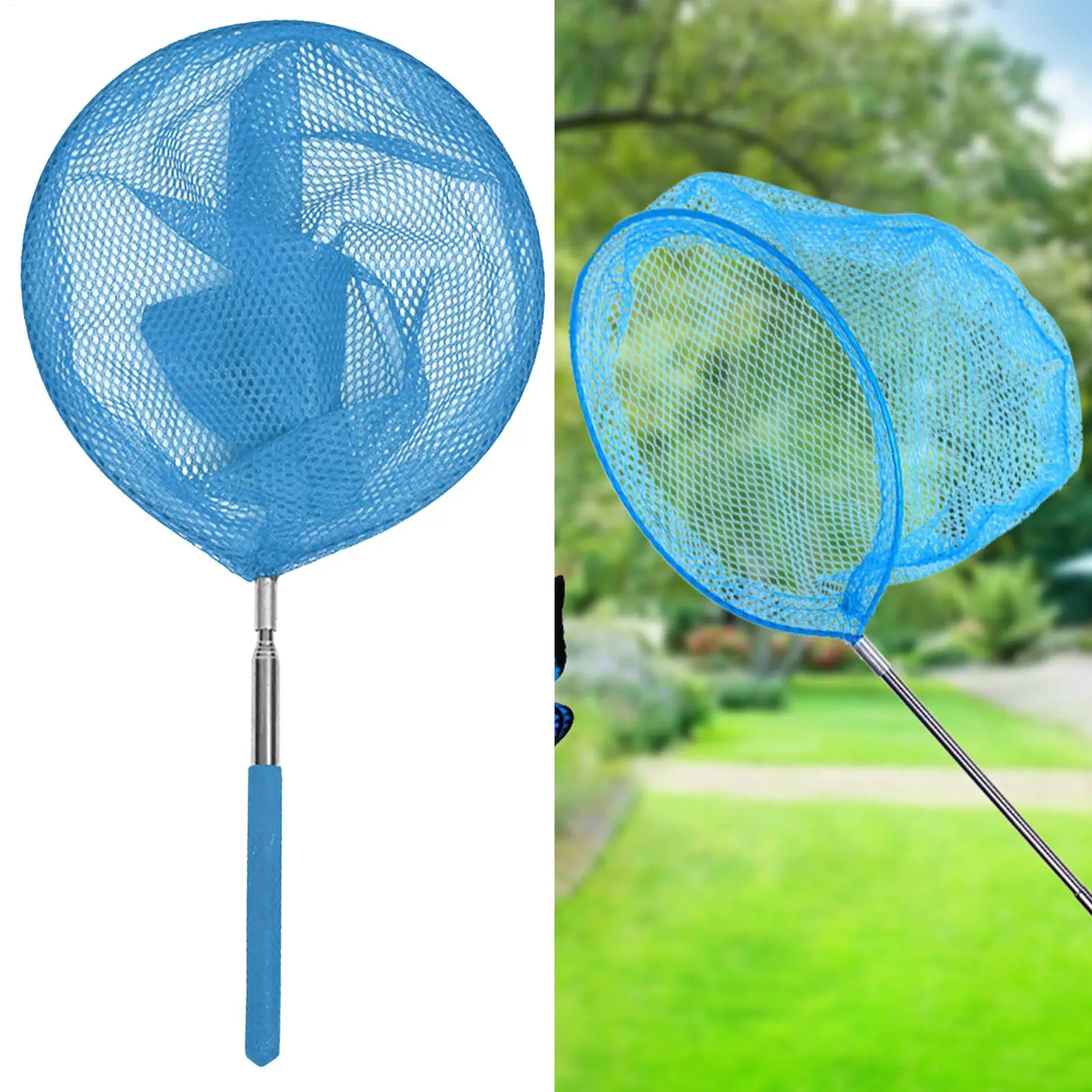 Pool Skimmer Net With Telescopic Pole Stainless Steel Fishing Nets Kids Outdoor Butterfly Net Pond Swimming Pool Cleaning Tools view 4