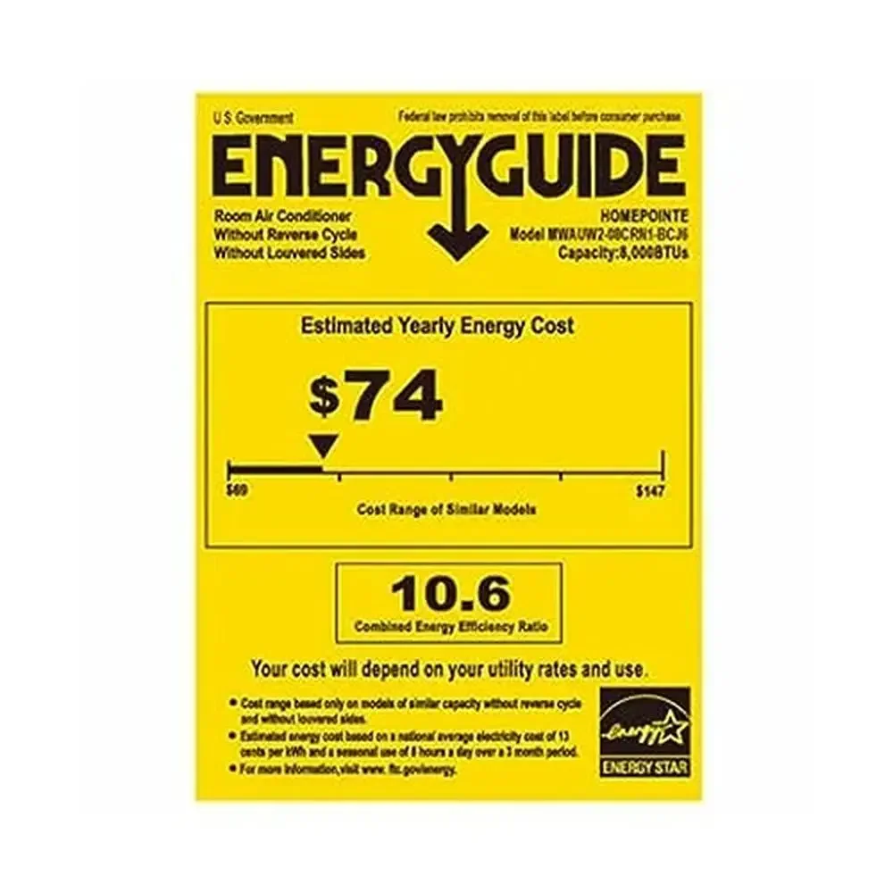 Kit di installazione pannello LED con telecomando per unità CA da finestra da 8000 BTU 300-350 piedi quadrati. Raffreddamento bianco