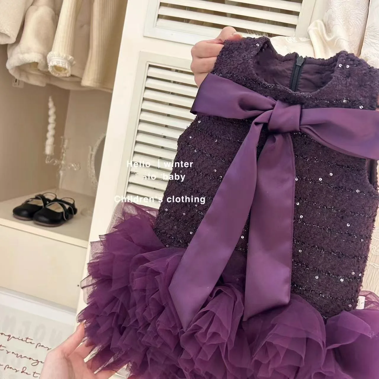 

Girl's Formal Dress Baby Girl's Autumn and Winter New Style Small Fragrance Bow Temperament Birthday Princess Dress