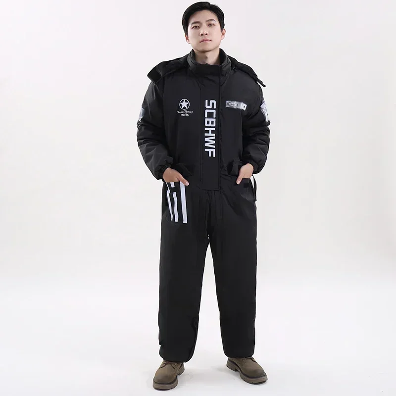男性と女性のための厚いフリースジャンプスーツ、防水、防風、耐寒性