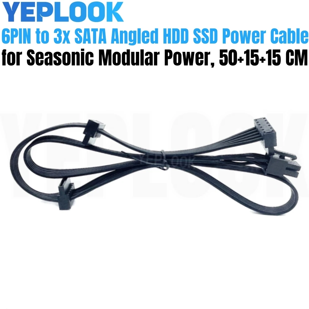 6Pin to 3 SATA Angled for Seasonic PRIME Ultra Titanium/Platinum/Gold Series 1300W, 1000W, 850W