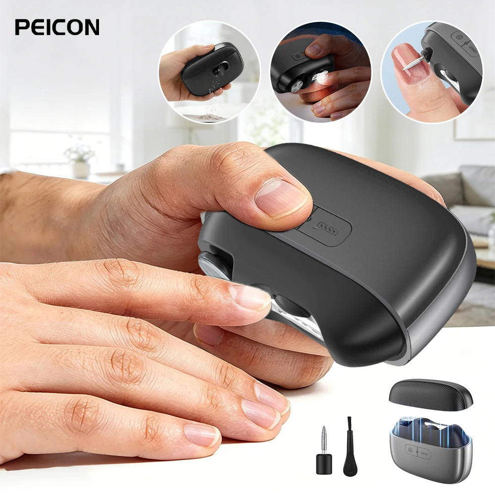 Electric Nail Clipper USB Rechargeable Nails Trimmer Predicure Polishing Mini Portable Automatic Toe Nail Cutter With LED Light