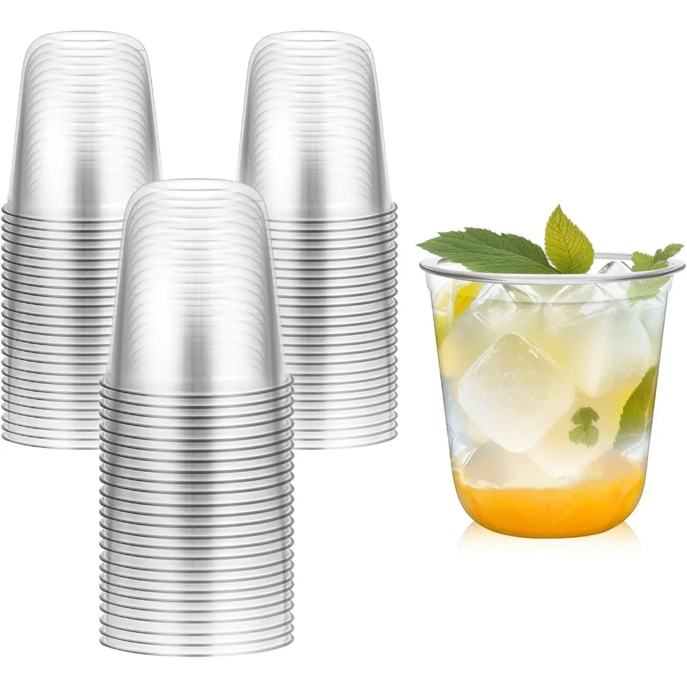 

Disposable Stemless Glasses – 12 oz Clear Plastic Party Cups for Wine, Cocktail & Events – 50 Pcs