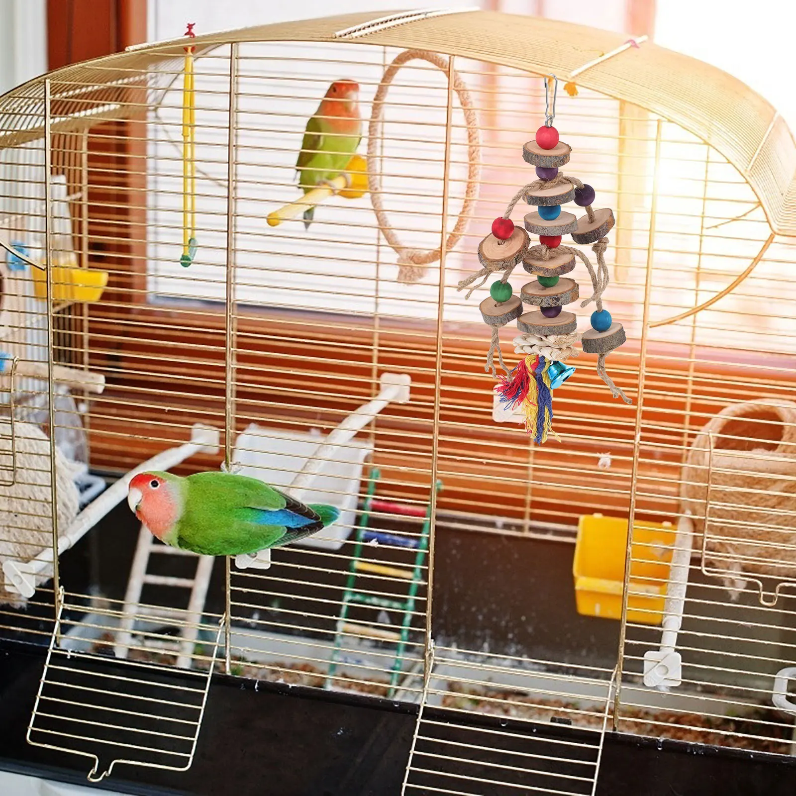 

2Pcs Parrot Biting String Eco-Friendly Safe Durable Chewing Plaything Cage Hanging Bird Entertainment Supplies