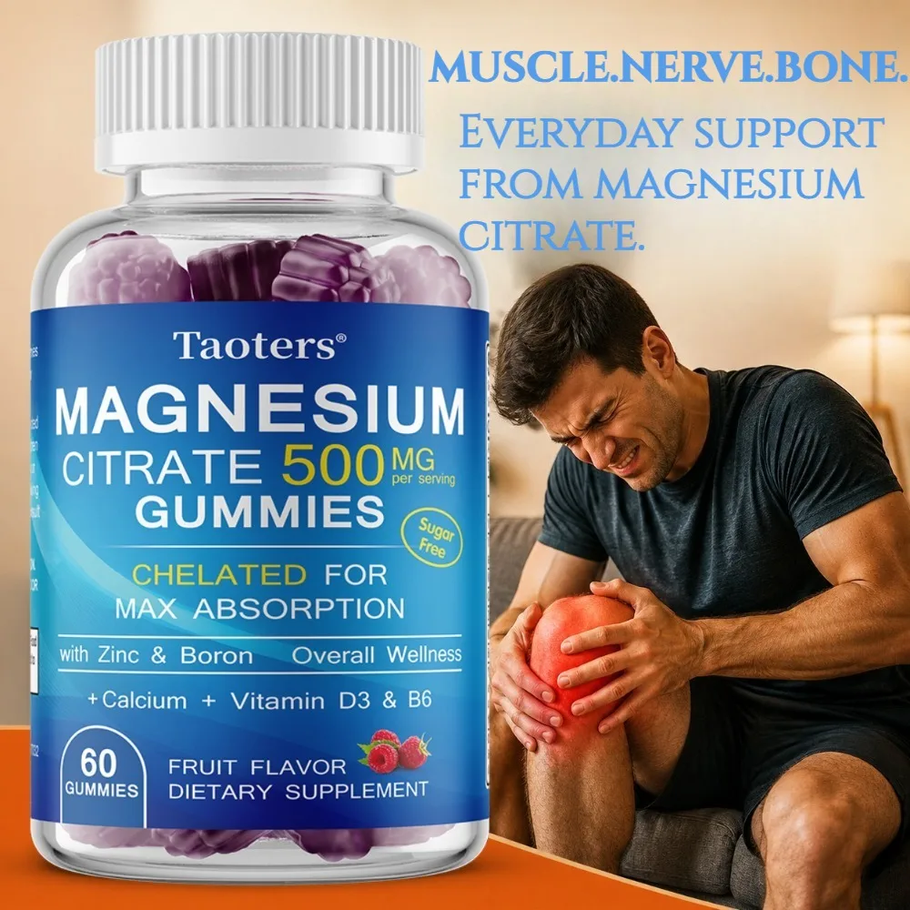 Magnesium Gummies - Magnesium Citrate Enhance Bone Health, Relax Muscles and Reduce Stress