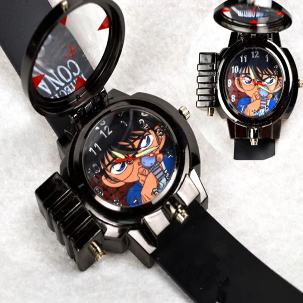 1 قطعة ساعة ليزر LED كارتونية شخصيات الحركة أنيمي تحت عنوان ساعة كوارتز الإضاءة تهدف حزام ساعة PVC لعبة هدية للأطفال