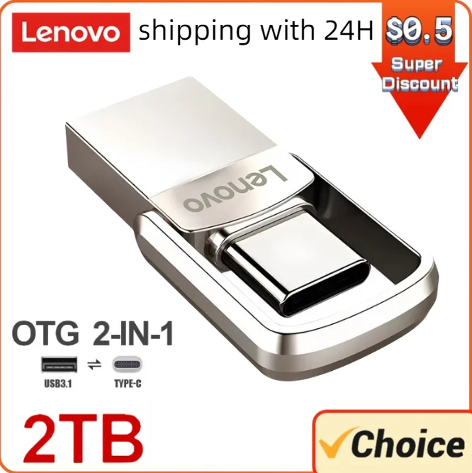 Lenovo-USBフラッシュドライブ,3.0インターフェース,高速フラッシュディスク,520 Mbps,2テラバイト,1テラバイト,新しい2022コンピューター用