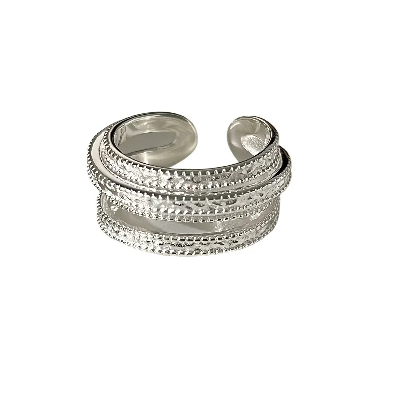 

Sterling silver multi-layer line winding ring niche unique design light luxury high-end index finger ring