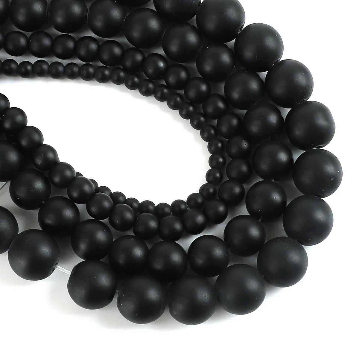 Black Frosted Matte Glass Beads Round Loose Beads Natural Stone Beads For Jewelry Making DIY Bracelet Necklace Earring Accessory