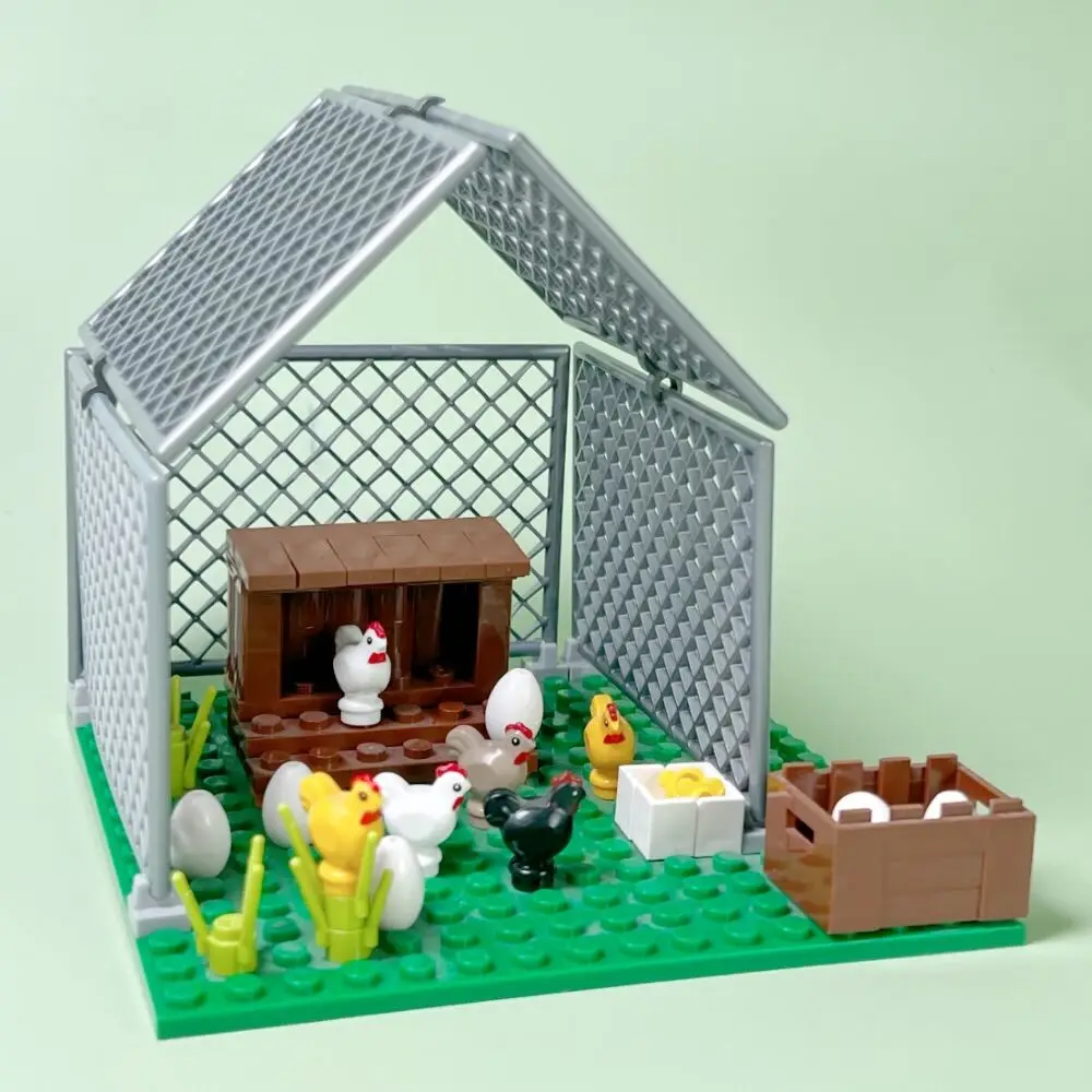 MOC Animals Building Blocks City Farm Chicken Coop Hen House Blocks DIY Toys for Children Boys Girls Birthday Gifts Kids Toys