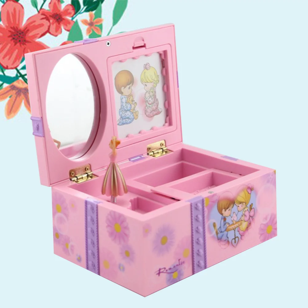 

Music Dancing Girl Jewelry Storage Box Organizer Random Color Internal Mirror Gift for Girls Women Scratch Protection