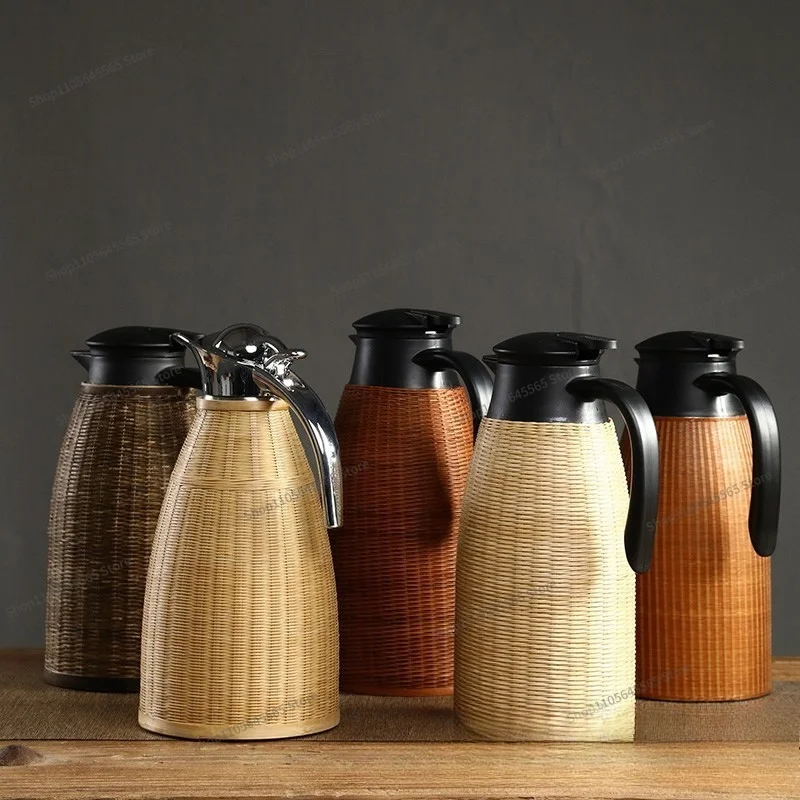 For Bamboo Woven Wire Insulated Kettle, High-end Hot Water Bottle, Household 304 Stainless Steel Kettle