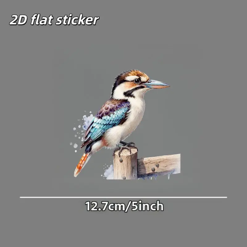 1Pc 2D Flat Watercolor Kookaburra Vinyl Sticker, Waterproof Durable Decal for Car Window & Smooth Surfaces
