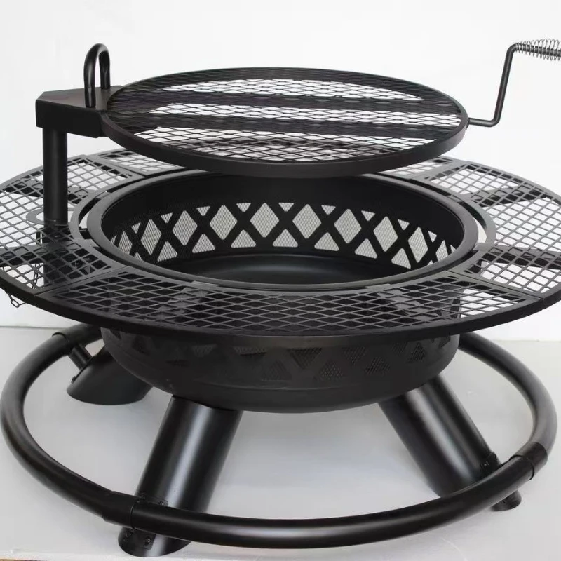 Outdoor Artisan BBQ Grill Household Garden Grill Fireplace Siege Grill Tea Set BBQ Firewood Stove Bonfire Basin Table
