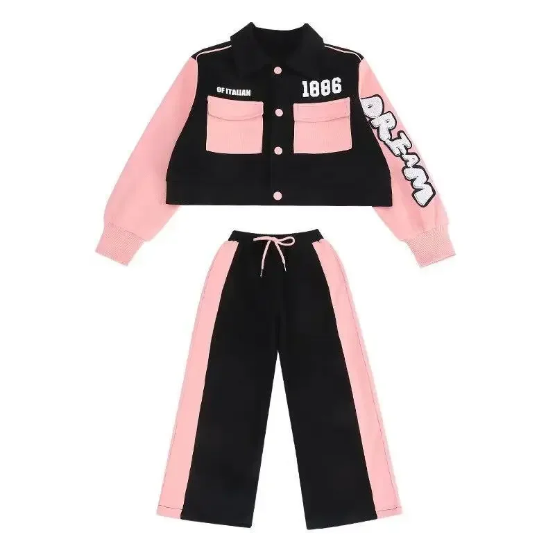 طقم معطف بأكمام طويلة وبنطال واسع للفتيات ، ملابس أطفال ، ملابس فتيات مراهقات ، رياضة ، موضة جديدة ، 2 في الخريف ، 6 ، 8 ، 10 ، 12 ، 14 سنة ،
