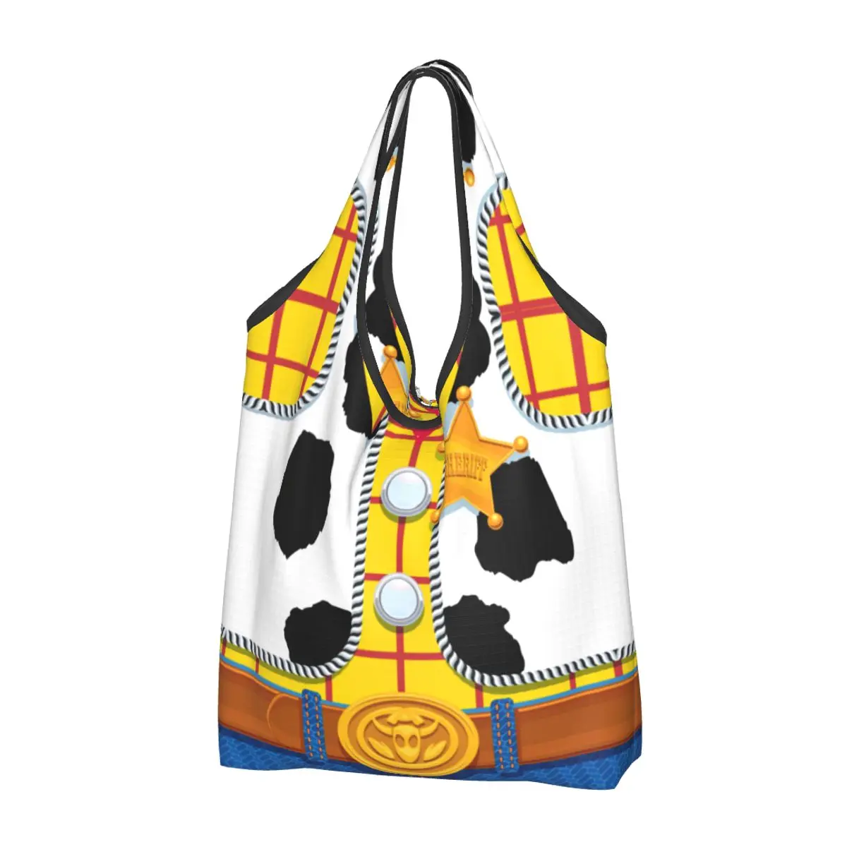 Toy Story Woody's Sheriff Grocery Bags Durable Large Reusable Recycle Heavy Duty Shopping Eco Bag Washable Attached Pouch